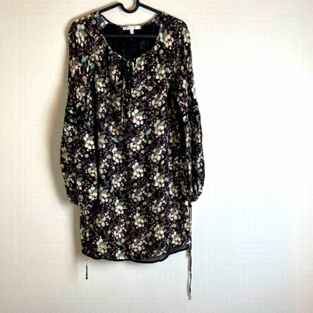 𝅺wayf Floral Paisley Print Long Sleeve Shift Dress Wedding Guest